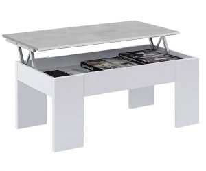 mesa de centro de salon blanco artik y color cemento moderna de amazon