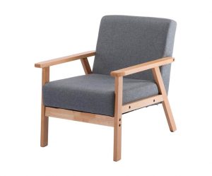 sillón butaca nórdica de salón con estructura de madera de amazon